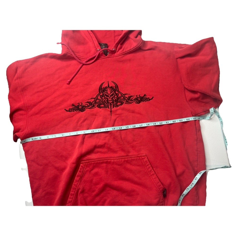 Vtg Top Heavy Hoodie Y2K Skull Red Black Size XL Skater Pullover *Read - Picture 6 of 11